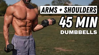 45 MIN ARMS + SHOULDERS | Dumbbells Only | Rowan Row