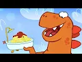 Om Nom Cafe Hungry Dinosaur Funny cartoons for kids