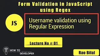 JavaScript Tutorials in Hindi Part 01 UserName validation using Regular Expression