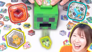 【DIY】クリーパーの口から飛び出る⁉️😂マイクラのシャカシャカシールマシーンが面白すぎた!!【マインクラフト】