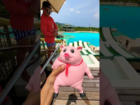 LIFEGUARD on training allowed a toy pig onto a water slide🤣