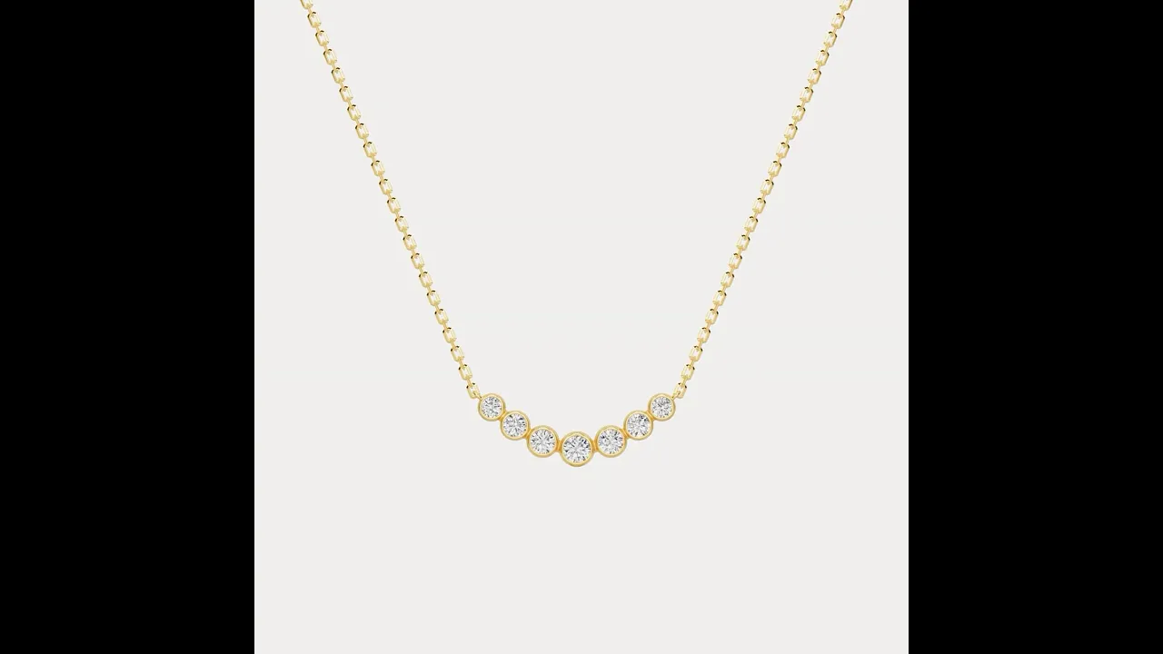 Seven-Stone Bezel-Set Lab-Grown Diamond Bar Necklace in 14K Gold/Platinum