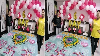 6th day baby photoshoot ideas at home 6th day decoration chhathi celebration photos 