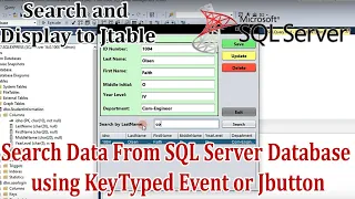 Netbeans 16 with MSSQL SERVER 2022 Search data from SQL Server Database