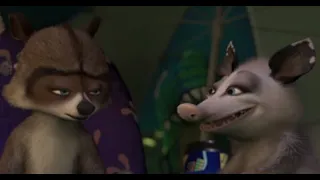 over the hedge but only when rj and heather are in the same frame
