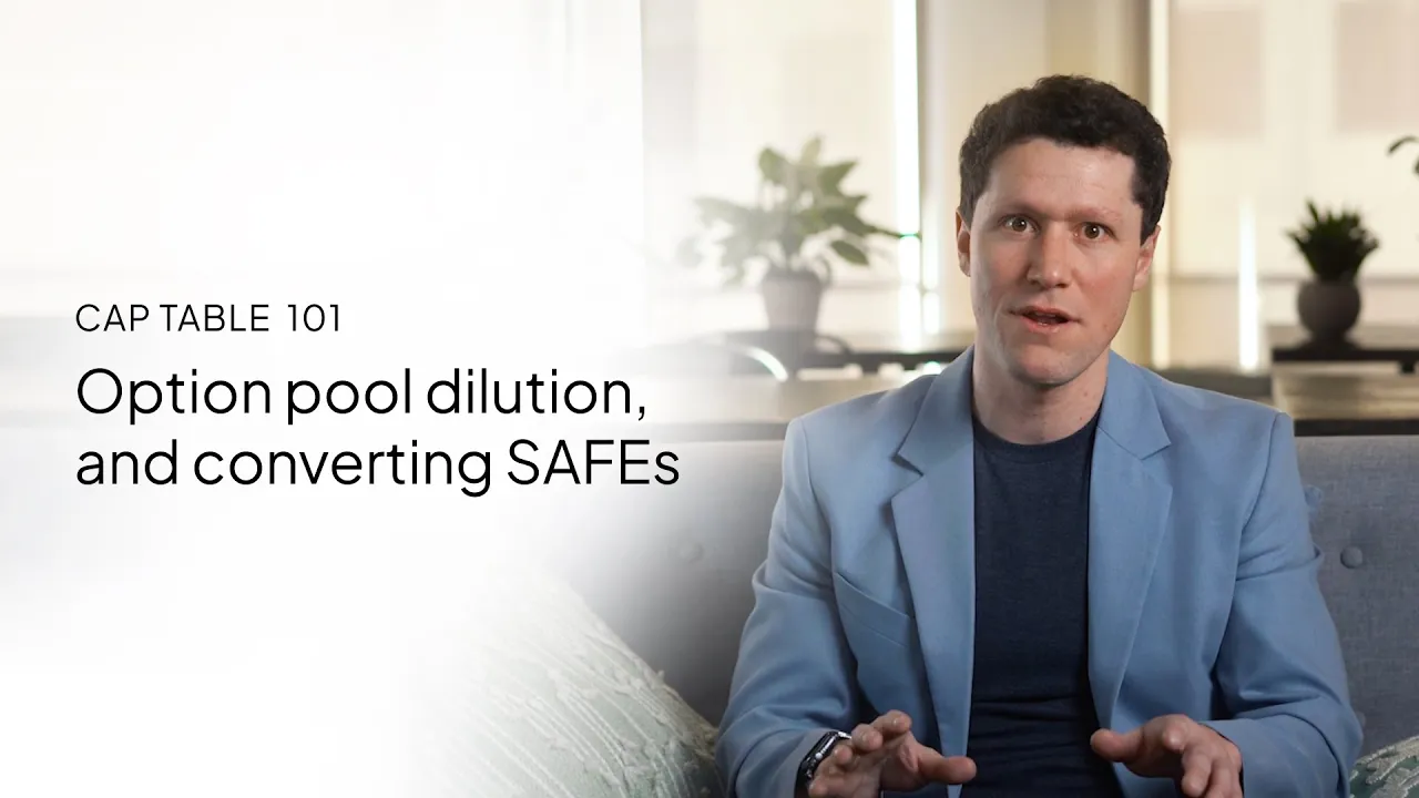 Startup school | Option pool dilution, and converting SAFEs (from Cap Table 101)