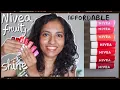 Nivea fruity shine lip balm swatch review affordable - Indian brown skin friendly