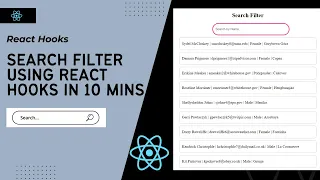Build React Search filter in 10 min tutorial Beginner tutorial React hooks Project