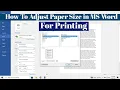 How To Adjust Paper Size For Printing in MS Word Microsoft Word