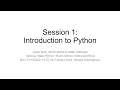 Session 1 Introduction to Python Basic Python WS