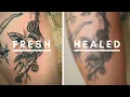 Thigh Tattoo Healing Fresh vs Healed Tattoo