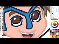 Blue Superhero Gabriel MY FIRST COMMISSION Timelapse