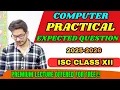 Computer Practical 2025-2026 Most Important Question ISC Class 12 Computer One Shot Explanation