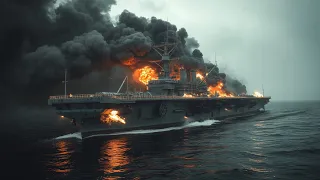 لحظة متوترة طائرة F 35 الأمريكية تغرق حاملة طائرات روسية عملاقة تحمل 30 طائرة مقاتلة في البحر الأسو 