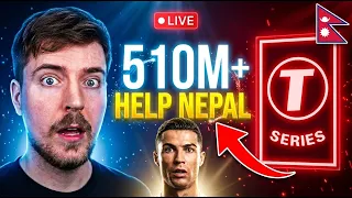 🔴 LIVE: MrBeast vs T-Series vs UR · Cristiano — Live Sub Count (Donate for Nepal Flood Relief 2026)