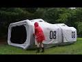 ☔️ HEAVY RAIN CAMPING IN A HUGE 2-ROOM AIR TENT WITH SURPRISE GUESTS