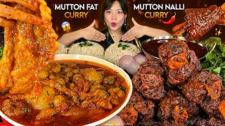SPICY OILY MUTTON FAT CURRY🥵🔥1KG MUTTON NALLI CURRY🌶️WITH BASMATI RICE & GRAVY | NEPALI MUKBANG 