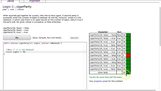 Codingbat - cigarParty Java