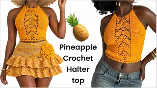 Pineapple stitch crochet halter top tutorial | shylercrochets