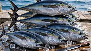 Everyday of My Life 🌊🐟✨ Sorong Fish Market live broadcast of yellowfin tuna cutting