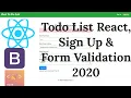 Sign up form validation using React Hooks Context axios No Redux Best To Do List App