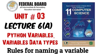 Lecture 6 A Python Variables Variable Data types Rules of naming variables