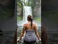 Download Lagu Beautiful Curvy Woman Enjoying the Rainfall by the River \u0026 Waterfall