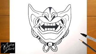 how to draw a samurai face mask