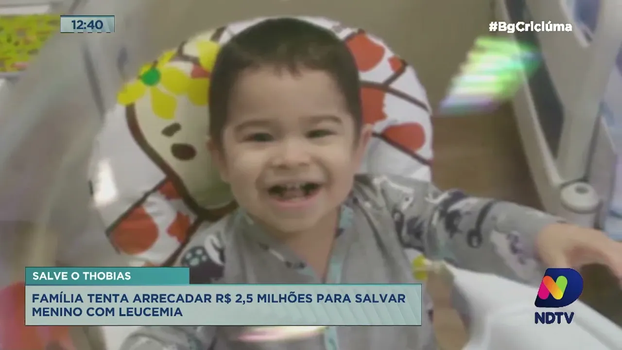 Família tenta arrecadar R$ 2,5 milhões para salvar menino com leucemia