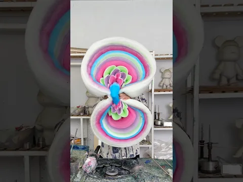 Giant Rainbow Cotton Candy Flower! 🌈🍭