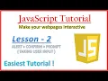 JavaScript Tutorial Lesson 2 Taking User Input Alert Confirm methods
