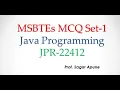Java MCQ Set-1 JPR-22412 MCQ Set - 1 MSBTE