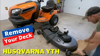 How to remove mower deck off a Husqvarna YTH lawn mower EASY