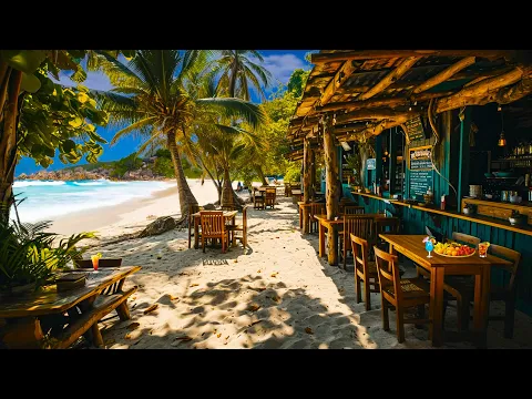 Download MP3 Relaxation with Tropical Beach Cafe Ambience ☕Ocean Wave Sounds & Bossa Nova Music for Stress Relief