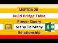 MSPTDA 28 Build Power Query Bridge Table in Power BI Power Pivot for Many To Many Relationship
