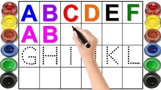 Alphabet, ABC song, abcd, a to z, Kids rhymes, collection for writing along dotted lines for toddler