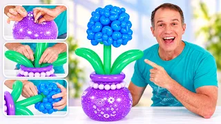 🌸 Cómo hacer una FLOR CON GLOBOS largos🌸 Flores con Globos 😍Globoflexia Fácil y Figuras con globos