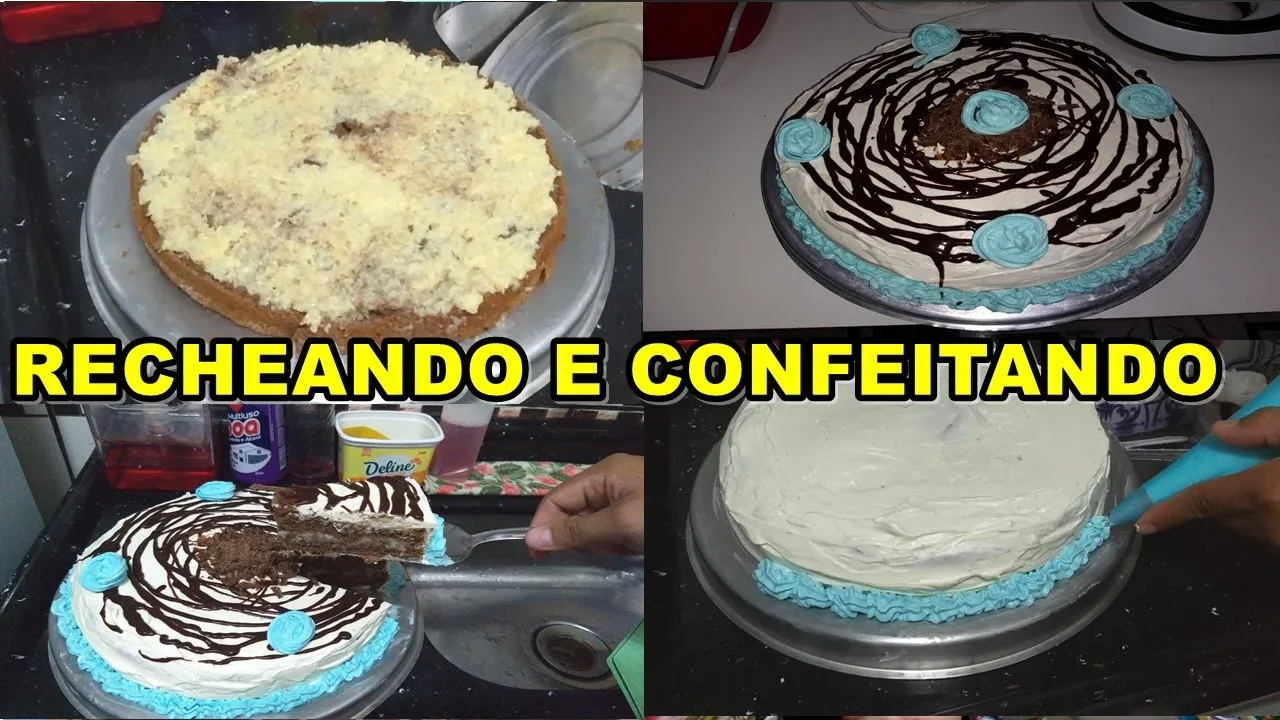 VLOG CONTINUAÇÃO DO BOLO (RECHEIO E COBERTURA) RECHEIO DE BEIJINHO E COBERTURA DE CHANTININHO