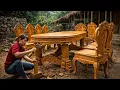 Lagu I Designed and Built a Strong Wooden Dining Table Set | Built by Hand