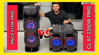 RACHA DE SOM!🔊🔊Torre de som VS Mini System/ RNC9 vs CL87 qual a mais potente?quem tem mais grave?