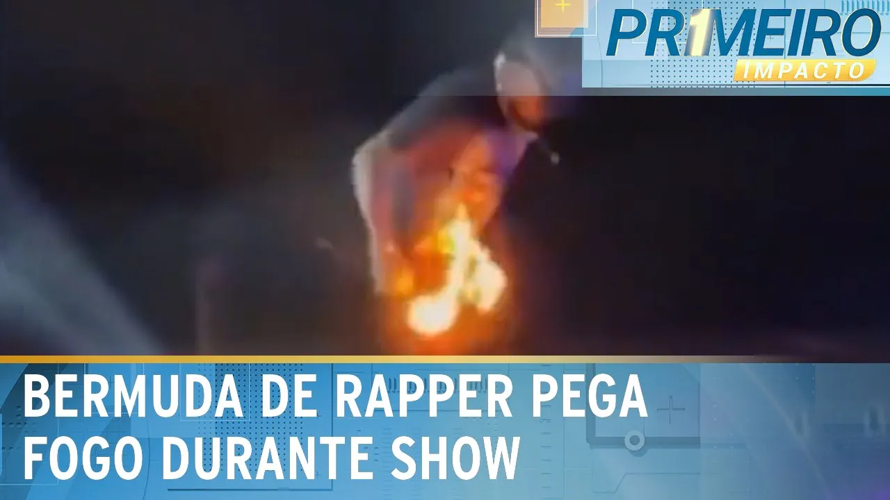 Bermuda do rapper Djonga pega fogo no meio de show | Primeiro Impacto (20/11/23)