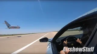 ferrari f430 vs soviet fighter jet drag race gopros