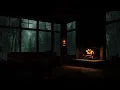 Download Lagu Heavy Rain on Cabin Roof with Fireplace 🌧️Soothing Thunder Ambience for Stress Healing and Sleep Aid