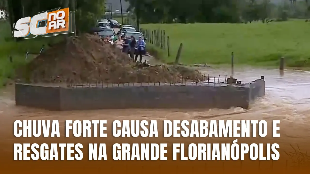 Temporal provoca desabamento e moradores precisam ser resgatados na Grande Florianópolis