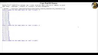 How to Create a Command Line Multiplication Times Table using a While Loop and a For Loop in Python
