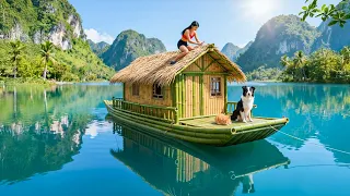TIMELAPSE Building A Beautiful Floating Bamboo House On The Lake From Start To Finish 