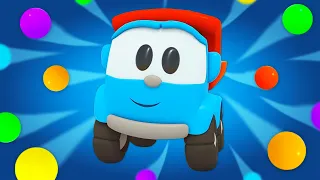 Léo, o caminhão curioso, veio para o parque de diversões! Desenho animado infantil de carros