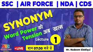 SYNONYM Lecture-1 SSC BANK RAILWAY NDA CDS ABC GRAMMAR POINT NADEEM SIR