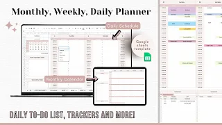 WEEKLY PLANNER Google Sheets Template - Monthly Calendar