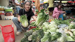 Market show : Buy fresh vegetables in my village market and cooking  - Cooking with Sreypov